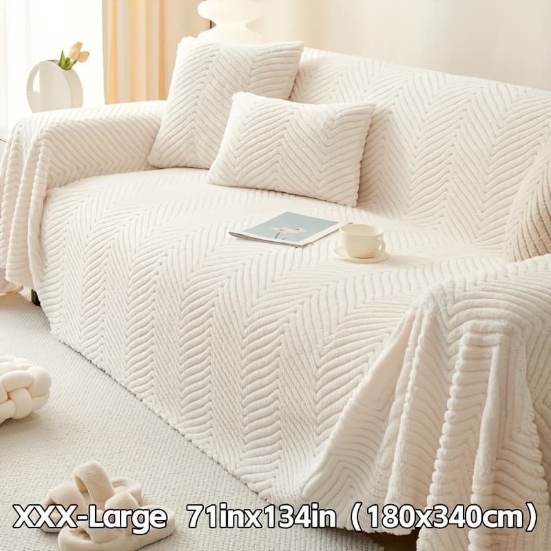 TEMU 1pc Plush Thickened Pet-friendly Non-slip Sofa Cover, Suitable For Living Room/bedroom Sofa Cushion Decorative Throw Blanket, Office/living Room Blanket