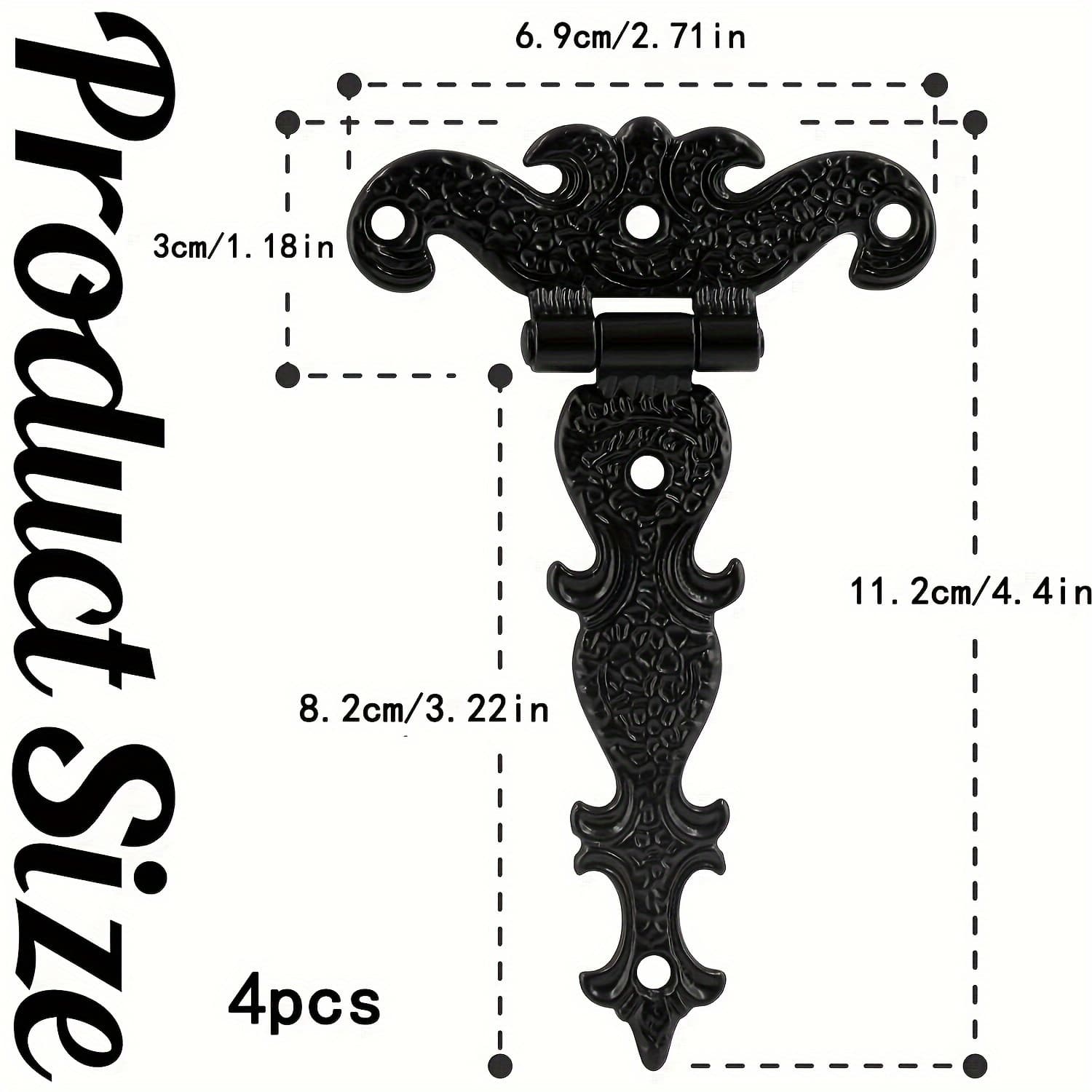 TEMU 4pcs Heavy Duty T-hinges - Vintage Black Metal, Powder-coated End With Screws Included For Barn Doors