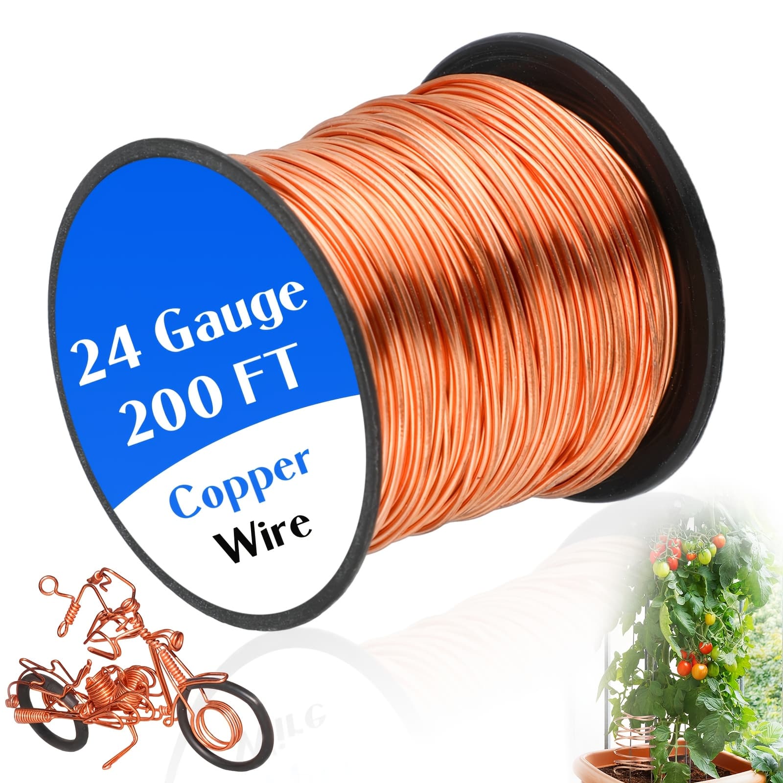 TEMU 200 Feet Solid Copper Wire Thin Jewelry Wire Copper Wire For Jewelry Making Craft, Electroculture Gardening Plants Supplies(24 Gauge, 0.019'' Diameter, 200 Feet)