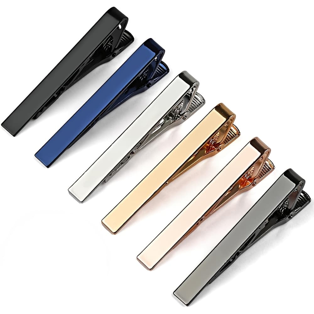 TEMU 6pcs Men's Tie Clips, Classic Shiny And Glossy Tie Bar, Ideal For Father, Husband, Boyfriend, Business, Wedding, Tie Pins With Gift Box