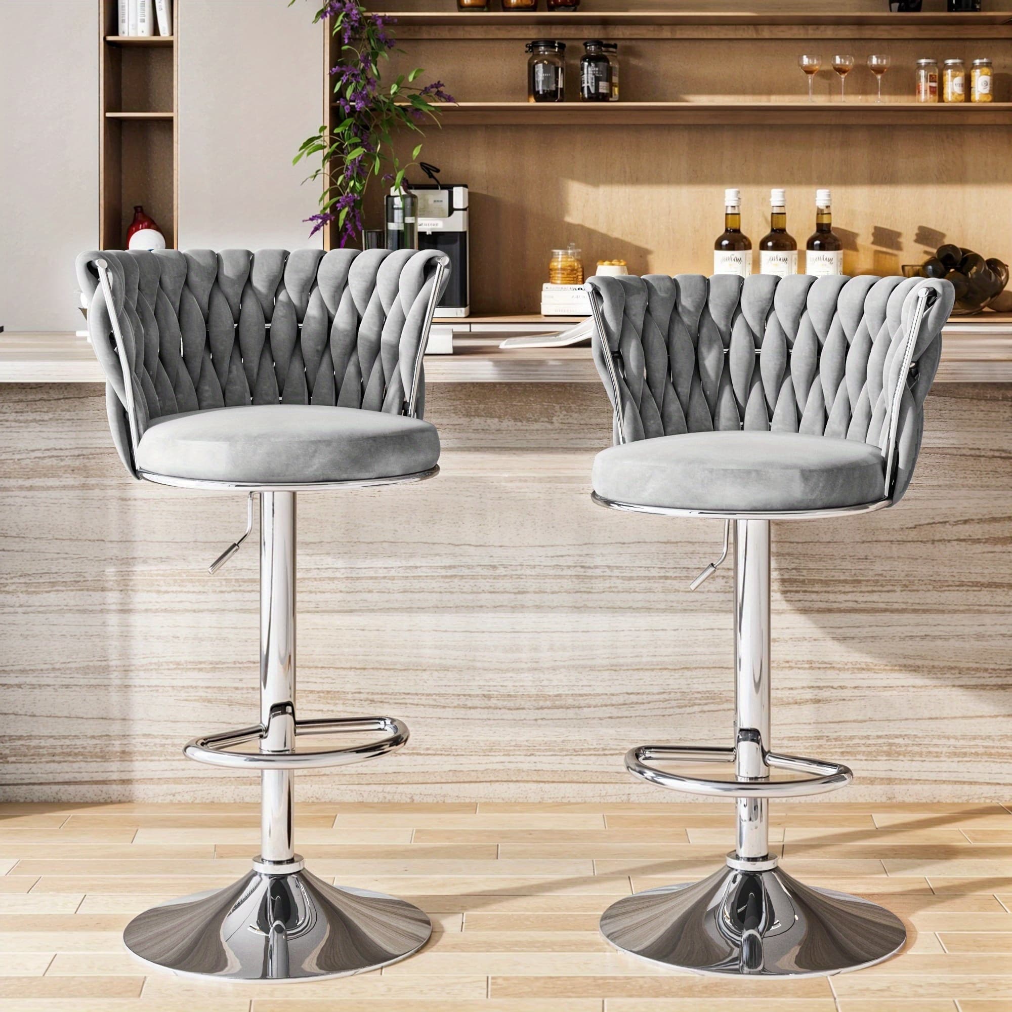TEMU Lamerge Bar Chair Set, Two-piece Metal Chair, Adjustable Height Living Room Chair, Ergonomic Bar Chair, Suitable For Living Room, Bar, Kitchen, Dining Room Home Furniture, Small Chair(2pcs)(4pcs)