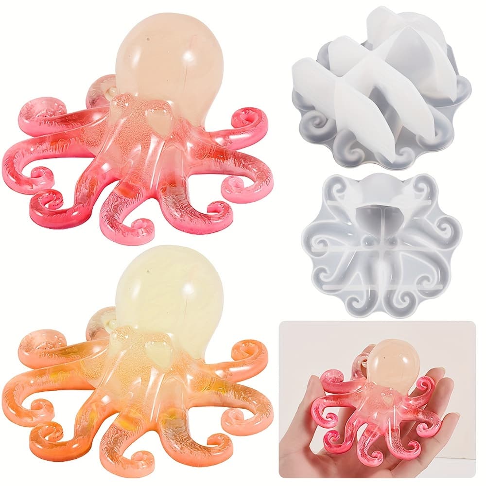 TEMU 2pcs Ocean Octopus Epoxy Resin Molds, Diy Animal Silicone Molds, Halloween Gifts Holiday Gifts Desktop Ornaments Home Decorations