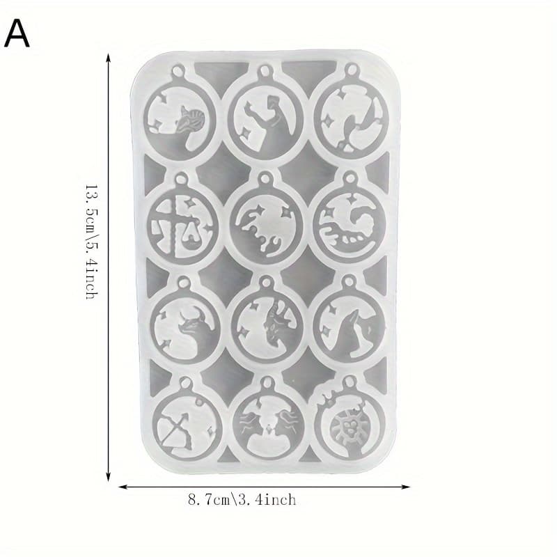 TEMU Zodiac Pendant Silicone Mold Diy Earring Necklace Mirror Drop Mold Aries Libra Sagittarius Epoxy Resin Mold