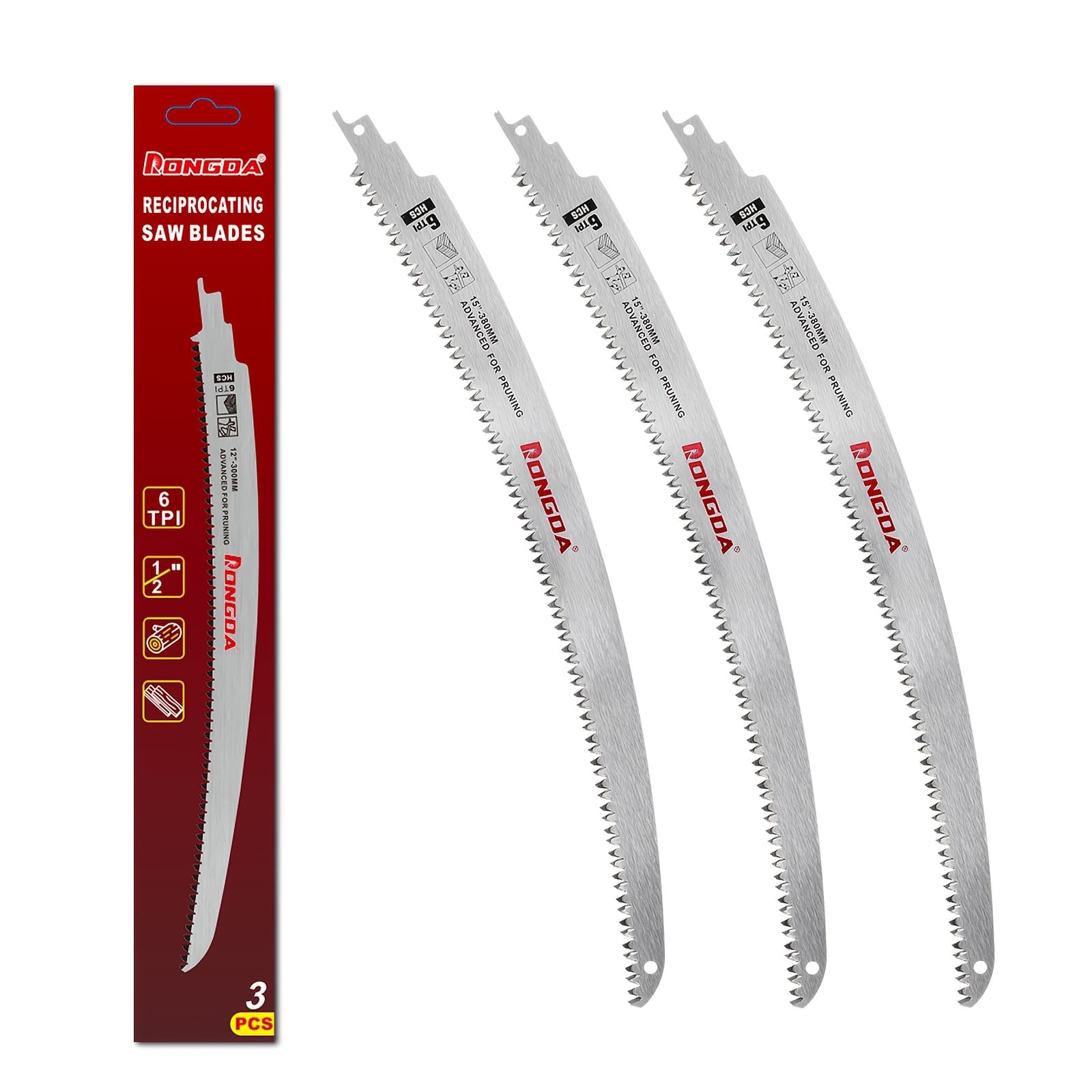 TEMU 3pcs 15/12 Inch Japanese Teeth Reciprocating Saw , Arc Edge Wood Pruning Saw 6tpi For Tree Trimming, Wood Cutting, Pvc Pipe, Durable & Sharp , Tools