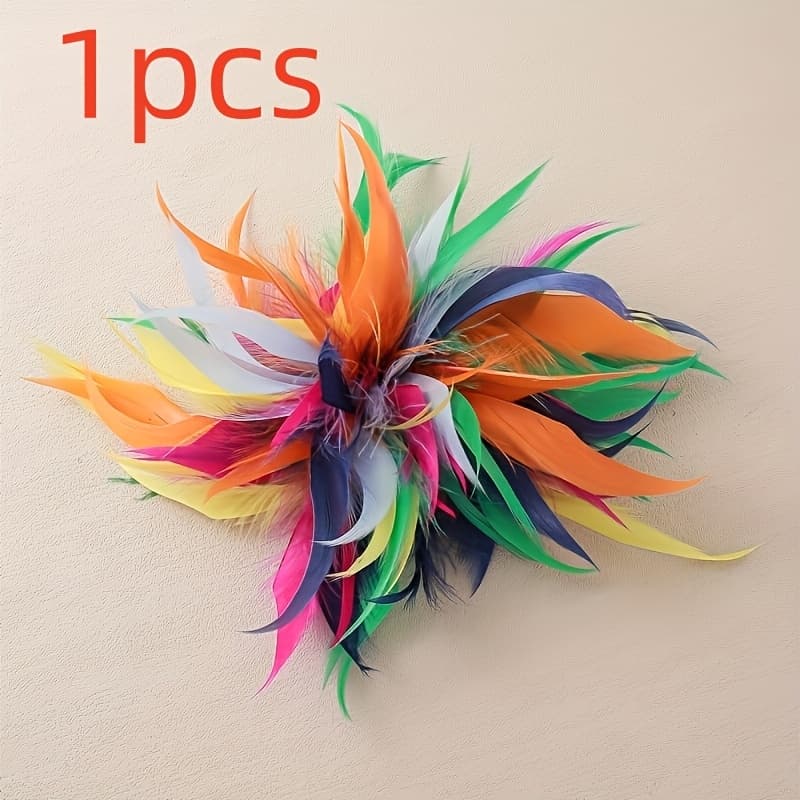TEMU 1pc Elegant Brooch, High-end Party And Dinner Corsage, Simple And Sophisticated European/, Temperament, Lightweight Artificial Feather Accessory For Clothing
