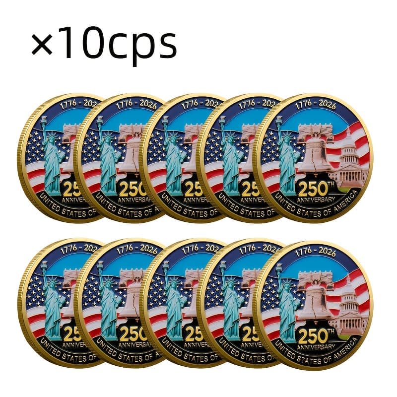 TEMU Cross 250th Anniversary Commemorative Coin Military Coin Challenge Coin Metal Relief Color Printing Commemorative Medal Gift