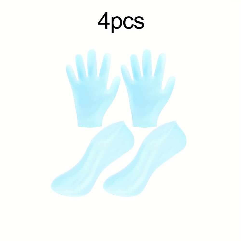 TEMU 4pcs Silicone Moisturizing Foot Covers And Gloves Set Moisturizing Socks, Moisturizing Gloves For Women's Foot Care, Dry, Rough Light Beige , Women's Foot Care Tool Set, Holiday Gift