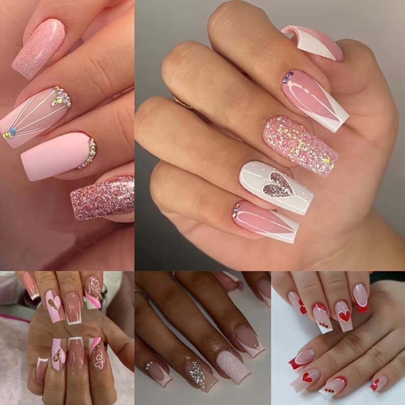 TEMU 120pcs Of Press-on Nails Featuring A Luxurious , Ideal For Banquets, , And Parties