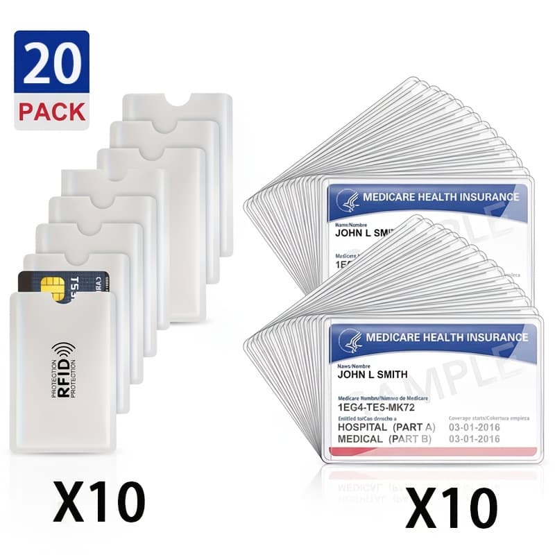 TEMU 20pcs Clear Pvc Protective Sleeves And Rfid Blocking Card Holders Combo, For Credit Id Socialsecurity Cards, Soft Waterproof, Portable Durable, Unisex Wallet Fit