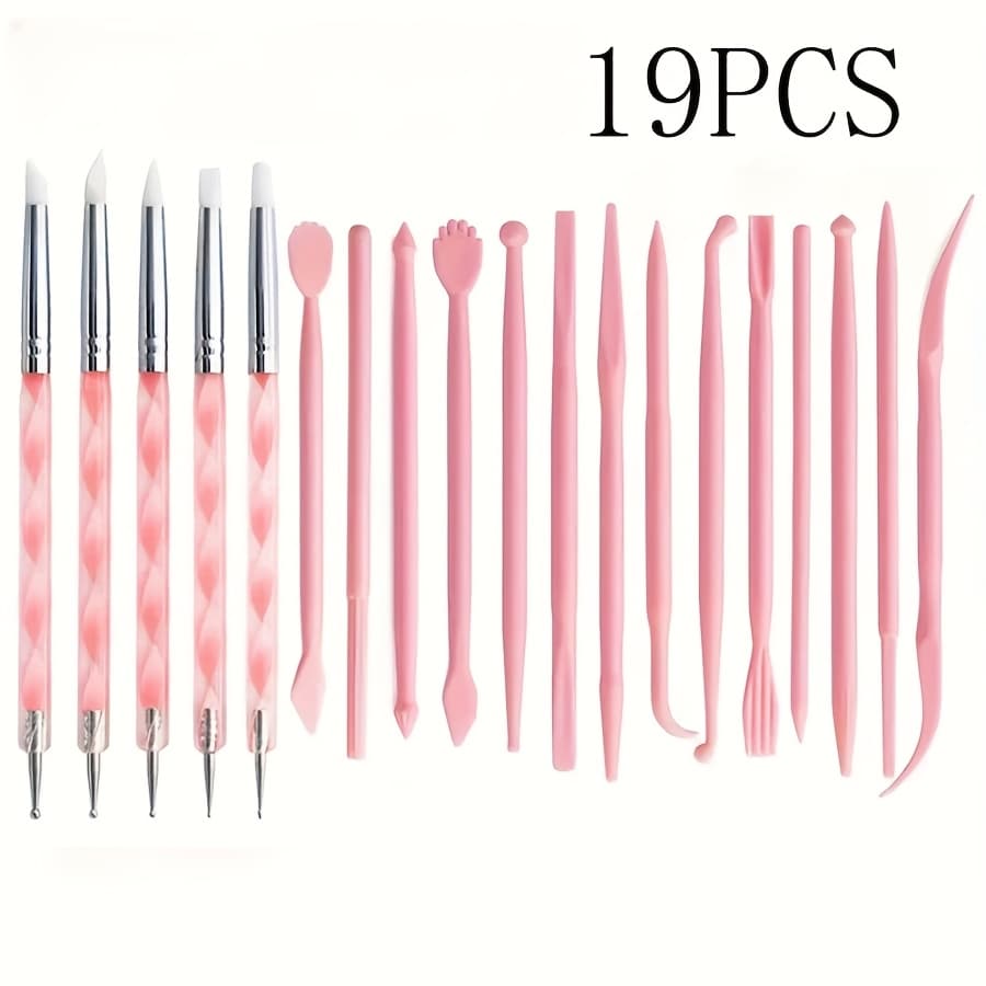TEMU 19pcs Pottery & Clay Sculpting Tool Set With Silicone Dotting Pens - Handcraft And Animation Creation Kit