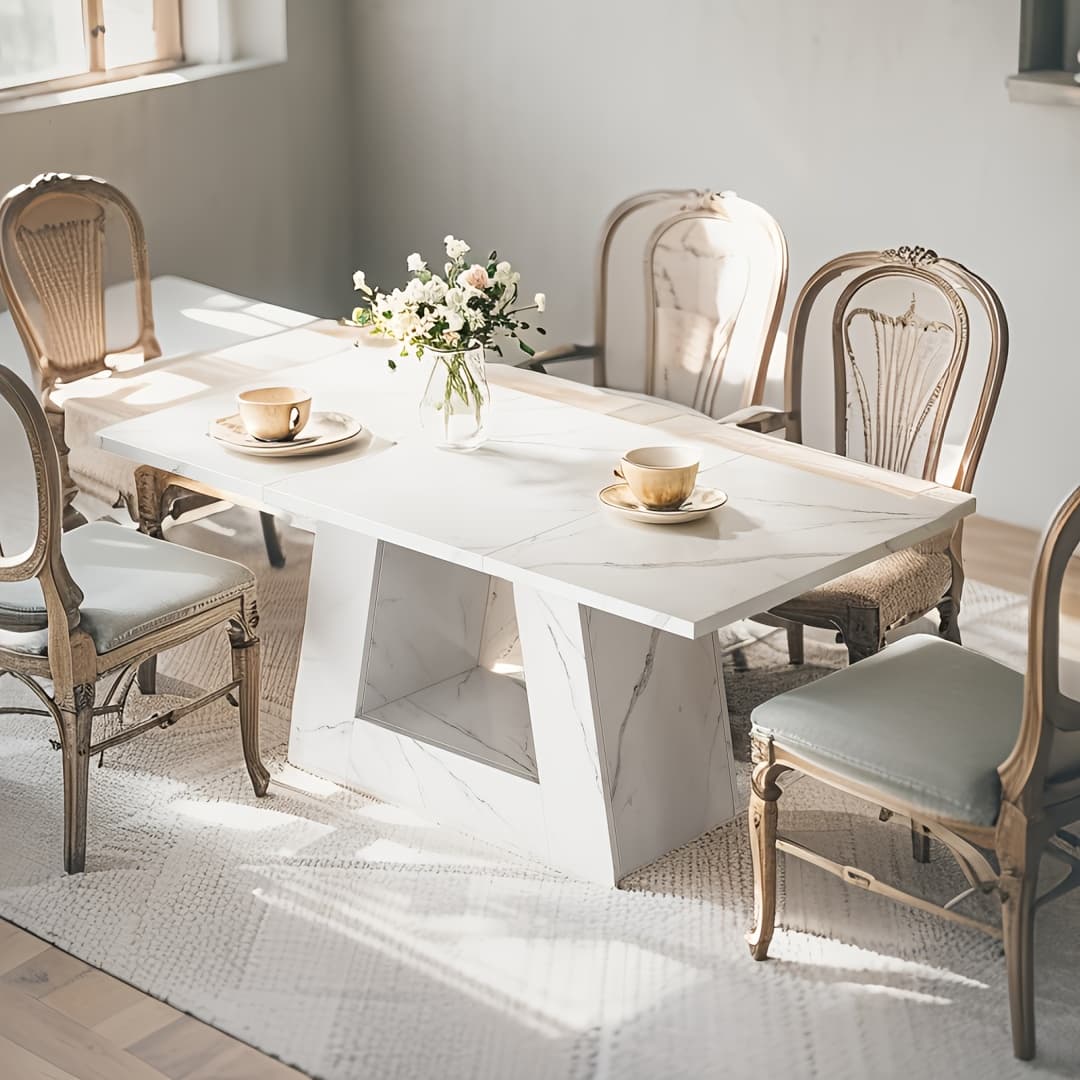 TEMU 63" Rectangular Wooden Dining Table For 4-6 People - Modern Table With Sturdy Base, Kitchen And Living Room Dinner Table