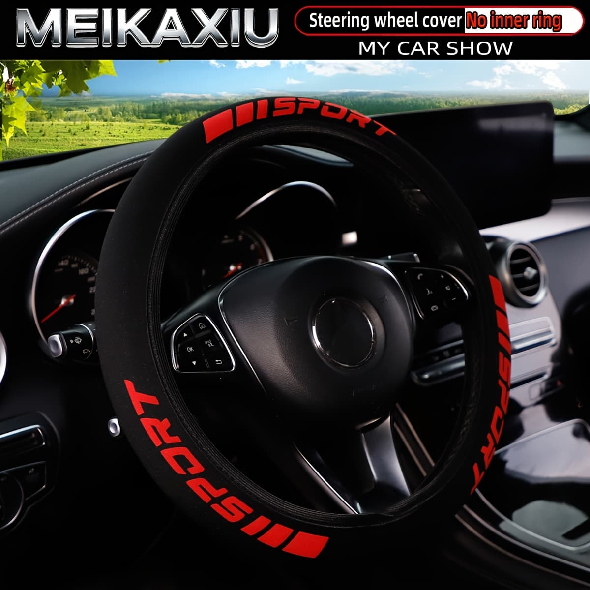 TEMU New Style Sport Diving Material Fabric Car Steering Wheel Cover Without , Suitable For -15 Inches, Car Interior Additions, For Women