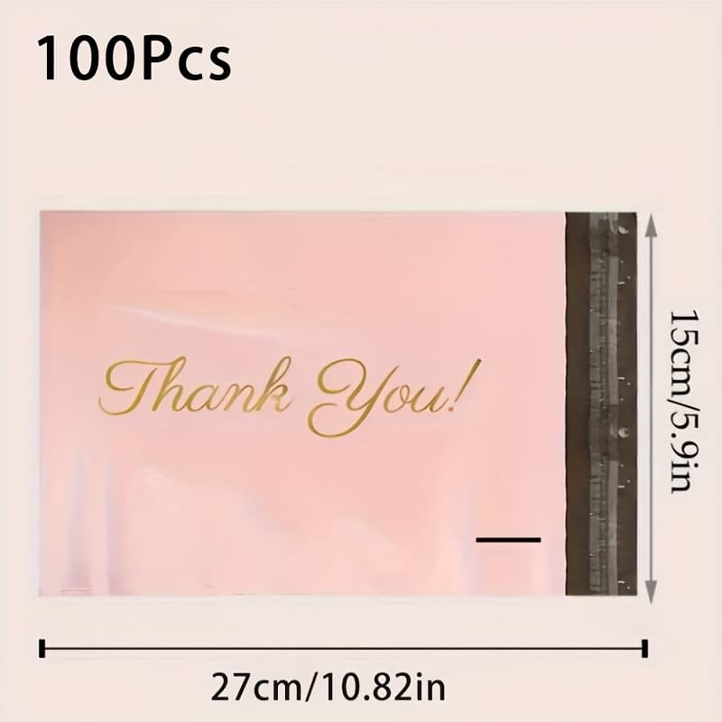 TEMU 100pcs Pink 'thank You' Mailing Bags - Perfect For Gifts, Clothing, Shoes, And Party Gifts | Durable Plastic Mailing Bags For Small Businesses And Special Occasions