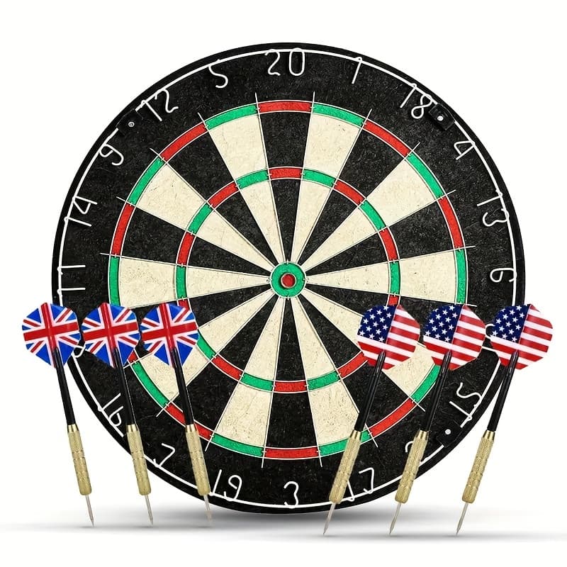 TEMU 18'' Professional Sisal/bristle Dartboard Set - Regulation Size Steel Tip Dartboard With 6 Steel Darts | High-density Brazilian Hemp For Training & Competition | Christmas Gift & Essential