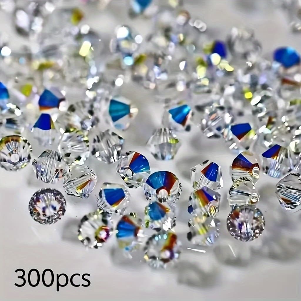 TEMU 300pcs 4mm Glass Beads, Suitable For Accessories, Bracelets, Necklaces, Phone Charms, And Crafts