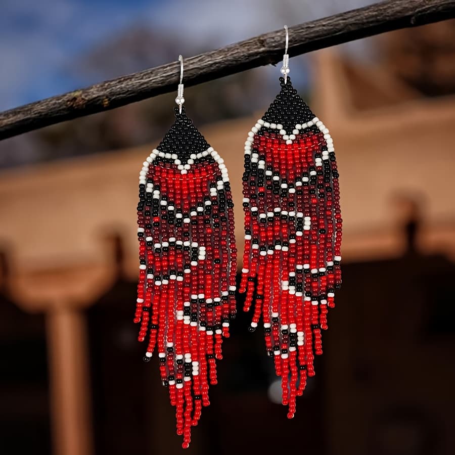 TEMU Valentine's Day Dangling Heart Earrings, Red Black Ombre Heart Drop Earrings, Gifts For Women