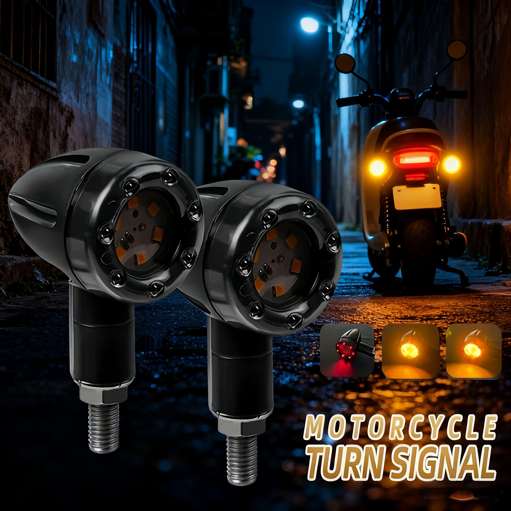 TEMU 4pcs Motorcycle Led Light Bar - Dual Front/rear Brake & Turn , 3 Light (/brake/turn), 12v Hardwired For, Motorcycles - Motorcycle Accessories