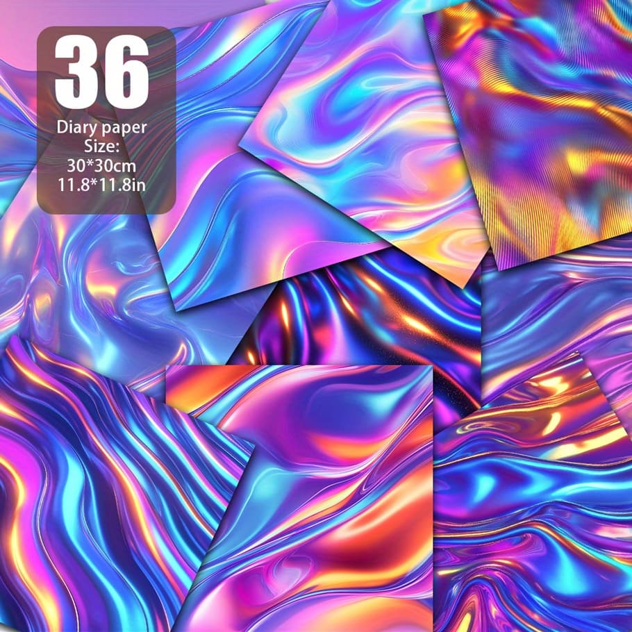 TEMU 36 Sheets Of Neon Abstract Paper, Decorative Paper Suitable For Handmade Background Decoration Grunge Diary And