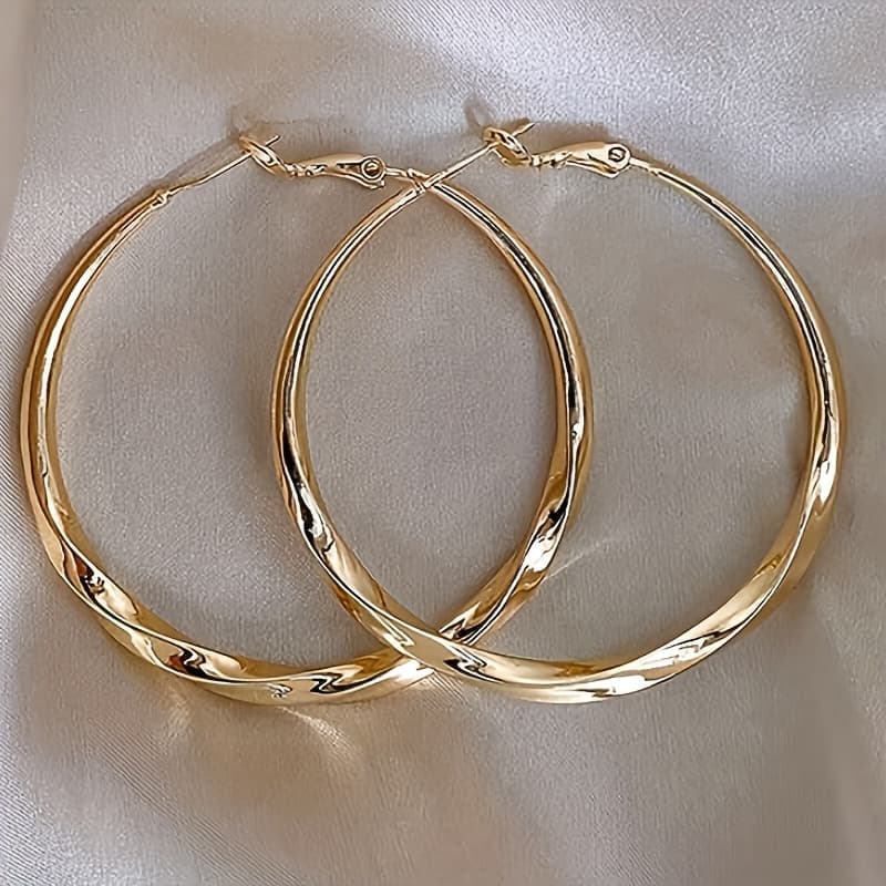 TEMU Vintage Elegant Style Jewelry For Women Featuring Large Hollow Round Hoop Earrings