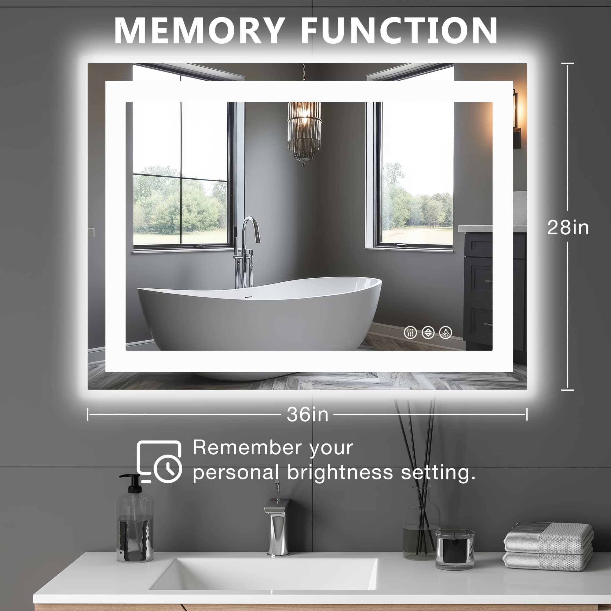 TEMU Led Bathroom Mirror With Source & 3-color + 3-tier Rolling Multifunctional Storage Rack