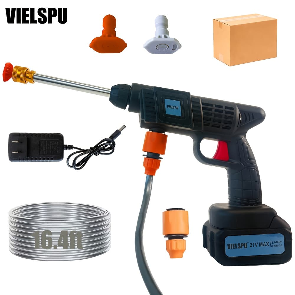 TEMU [versatile] 2026 New Portable High-pressure Car Wash, With 2 Nozzles, Inlet Hose, Suitable For Cars, Fences, , Home Cleaning, Gift For Father, Husband, Or Pressure Washer
