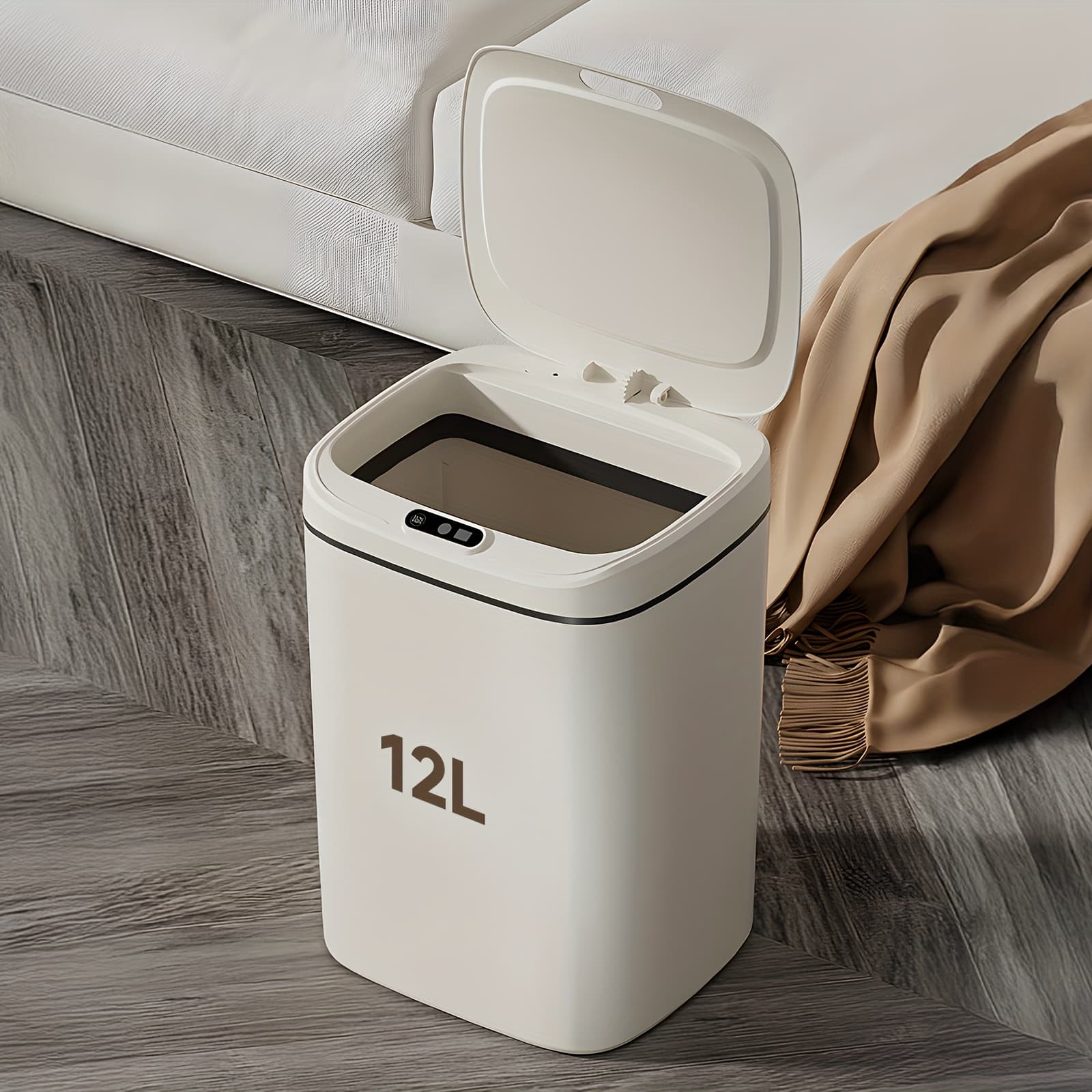 TEMU Smart Trash Can With Motion Sensor, Sealing Lid & Odor-blocking Technology, Touchless Operation For Kitchen/office/bathroom, Trash Bin With Free Trash Bag Fixing Ring (easy Clean, )