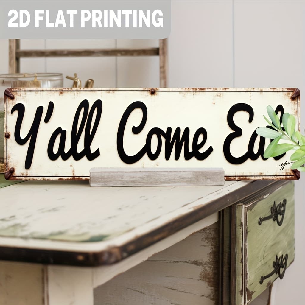TEMU 2d Flat, Single Piece " Come Eat" Sign - Rustic Metal Wall Plaque Ideal For Home Or Restaurant - Kitchen And Dining Room Decoration - Wall-mounted Retro For Cafe, Bar, Or Cave Decor