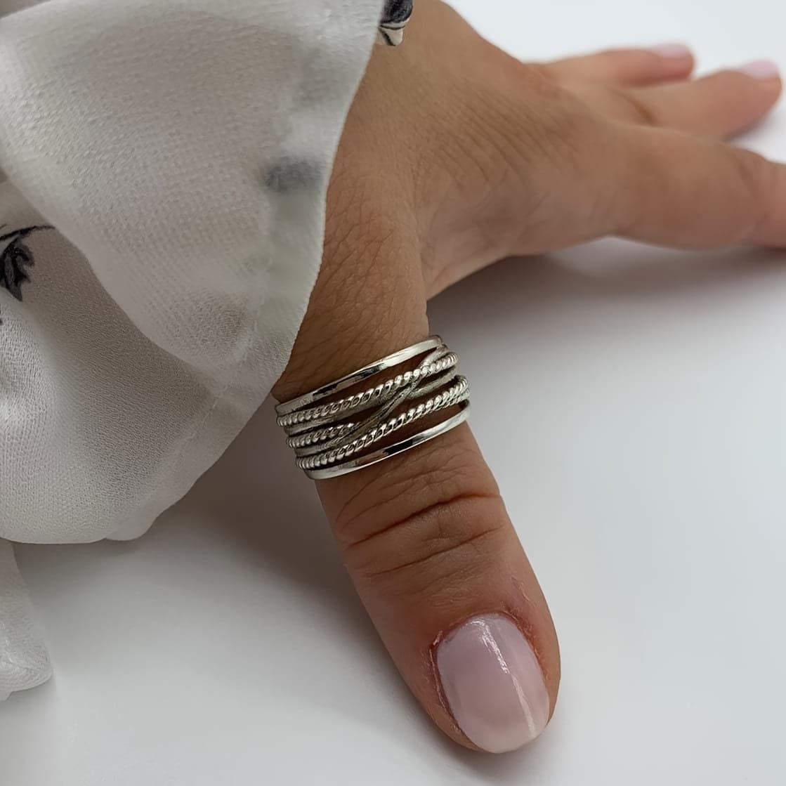 TEMU Thumb Layered Ring, Silvery Multi Layer Ring, Thick Adjustable Ring, Chunky Boho Dainty Ring, Jewelry For Woman, Gift For Her