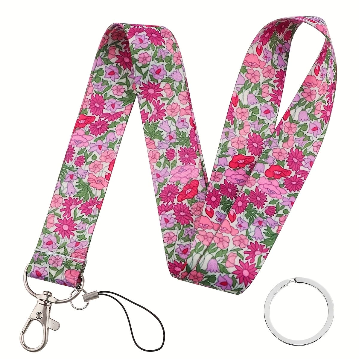 TEMU Yiflin 1pc Flower Lanyard For Teachers, Suitable For Keys, Keychains, Holders, Id Cards, And Credit Card Passes, With A Detachable Mobile Phone Charm Accessory