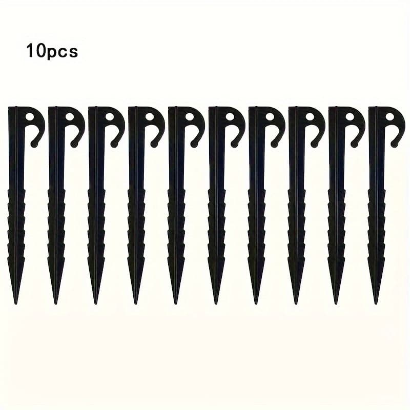 TEMU 10pcs Outdoor Camping Tent Ground Nails, Windproof Beach Mat Nails, Heavy Duty 14.48cm Tent Pegs With Spike Hook Camping Tent Spiral Type Stakes, Outdoor Tool For Camping Backpacking Gardening
