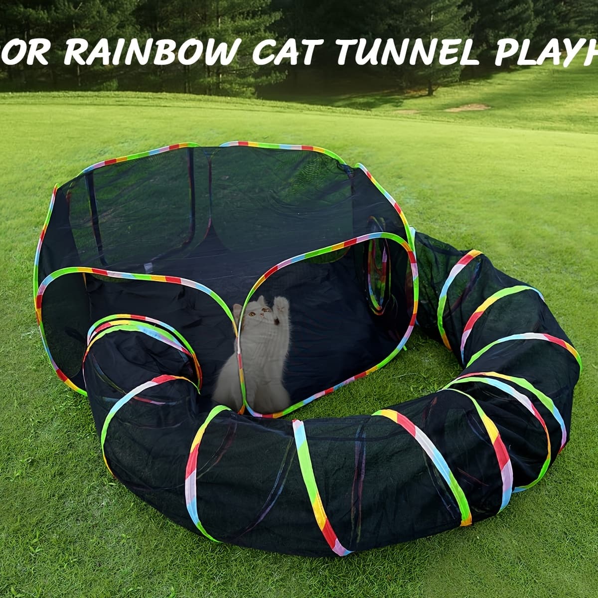 TEMU Cat Tunnels For Indoor Outdoor Cats With Cube Tent Toys Combo, Collapsible Tunnel Enclosures Playground, Cat Tube Portable Cat Tent With Circle Cat Tunnel For Kitten, Puppy, Kitty, Rabbit