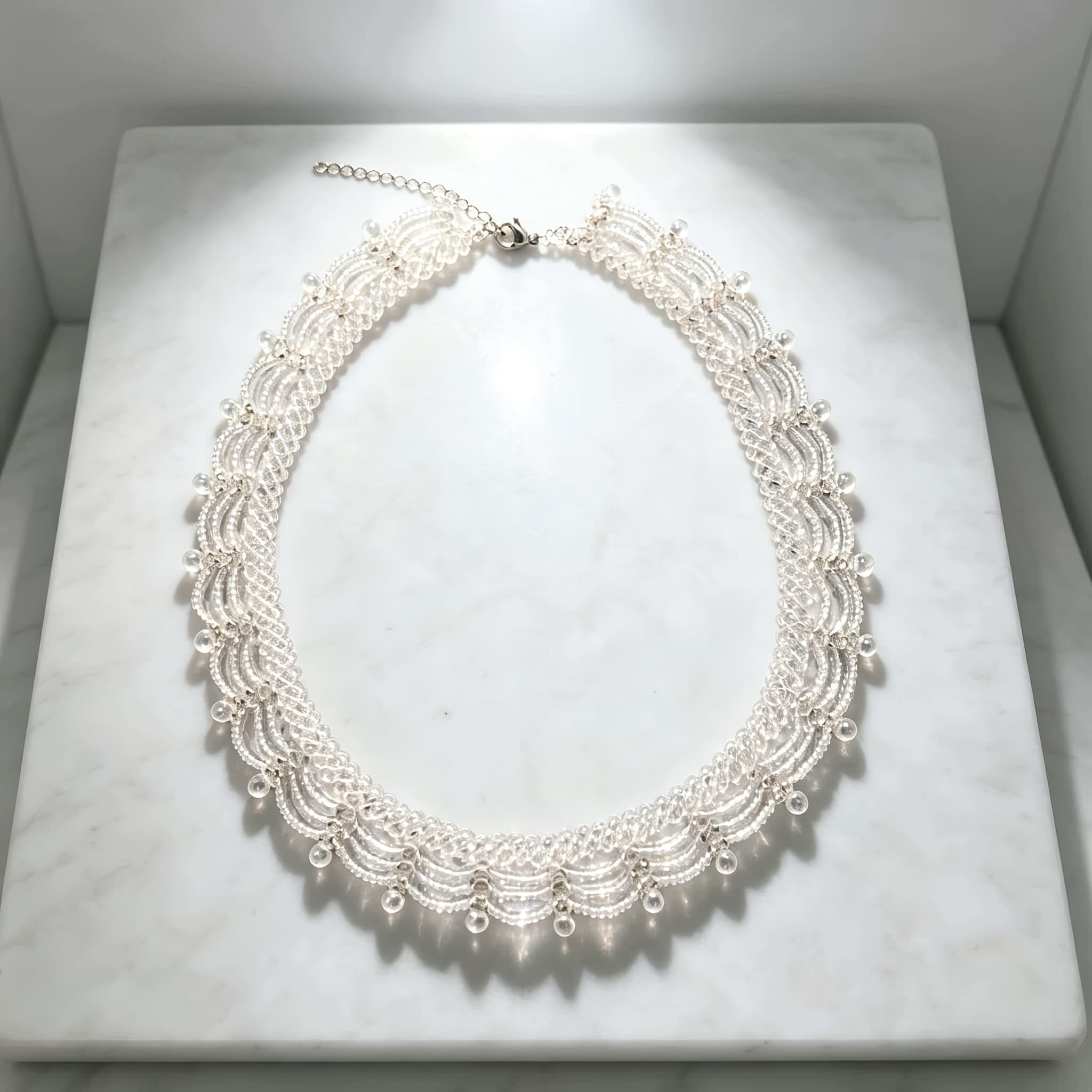 TEMU 1pc Bohemian Light Luxury Hollow Lace Style Beaded Necklace, Retro Temperament Short Choker, Versatile Clavicle Chain For Evening Gowns