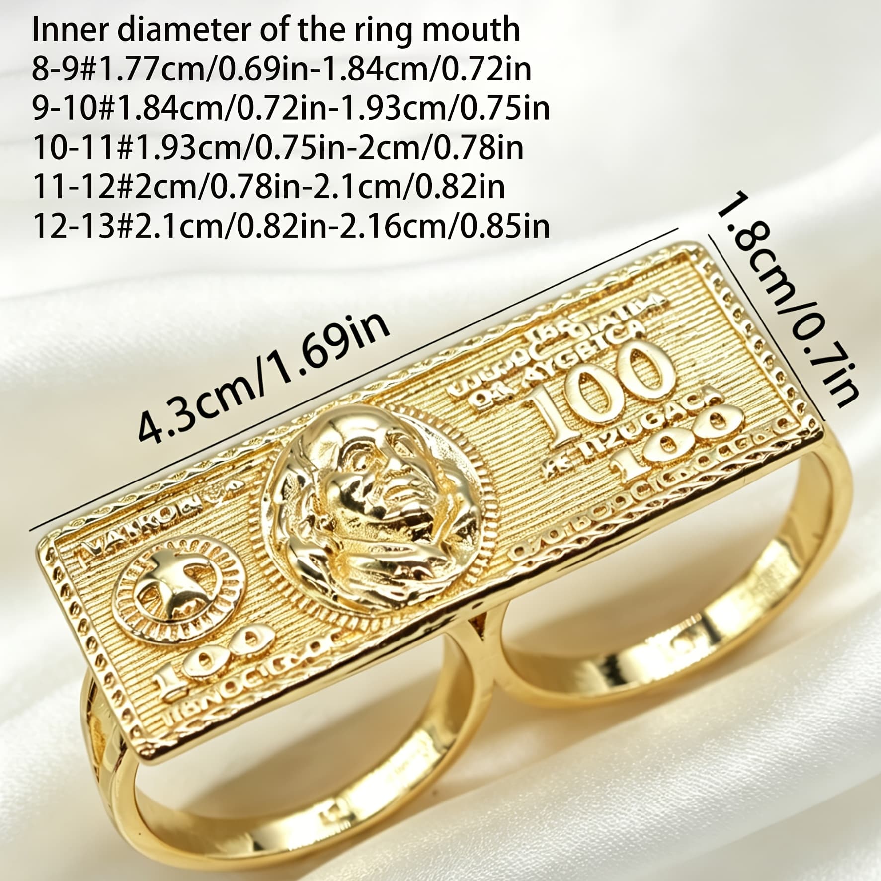 TEMU 1pc Fashion 14k Gold Plated Hip-hop Retro Double Finger Ring, Street Style Men Women Jewelry, Best Jewelry Gift/valentine's Day/christmas/birthday/anniversary Present For Boyfriend Girlfriend