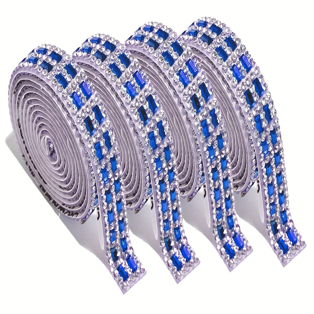 TEMU 4rolls Self Adhesive Strips, Ribbon Glass Sticker For Crafting, Ribbon Bling Synthetic Gemstonestone Sticker For Diy Arts Crafts, Car Phone Christmas Decoration