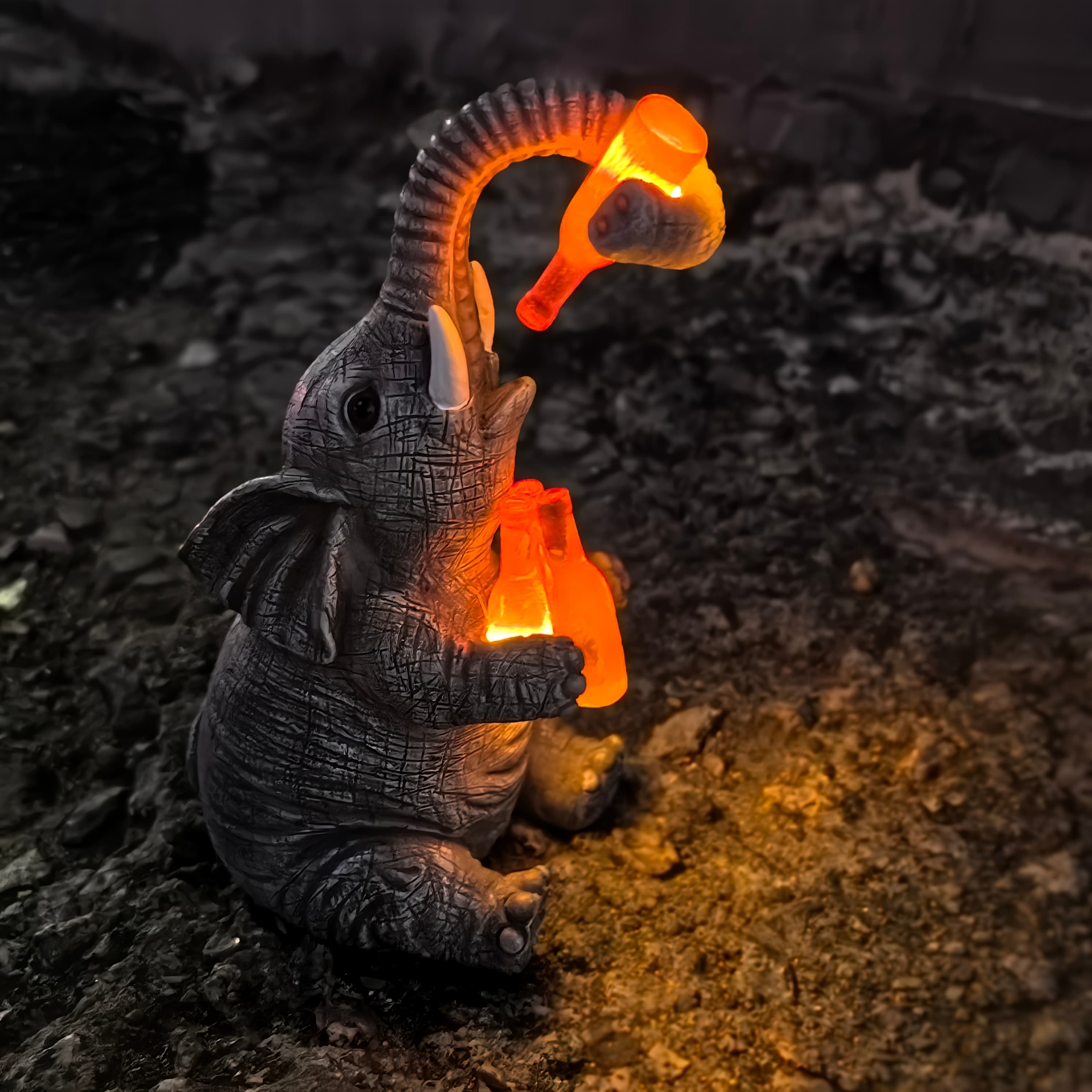TEMU Holiday Gift For Mother, Wife, Daughter, Or Birthday - A Cute Drinking Elephant Statue With Solar Light, Suitable For Outdoor Garden Decoration, Patio, Balcony, Or Home Tabletop Display