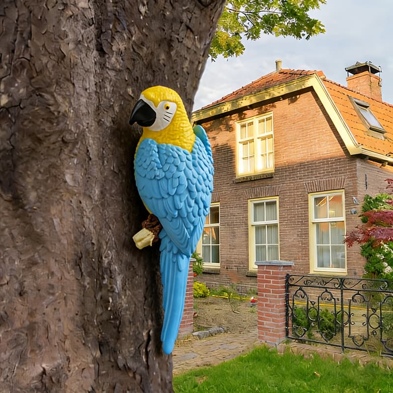TEMU Realistic Half-face Parrot Wall Hanging Ornament - Suitable For Easter & Outdoor Decor, Resin Bird Statue With Parrot, Wall-mounted Decoration For,, Suitable For,, Bird-themed Room Décor