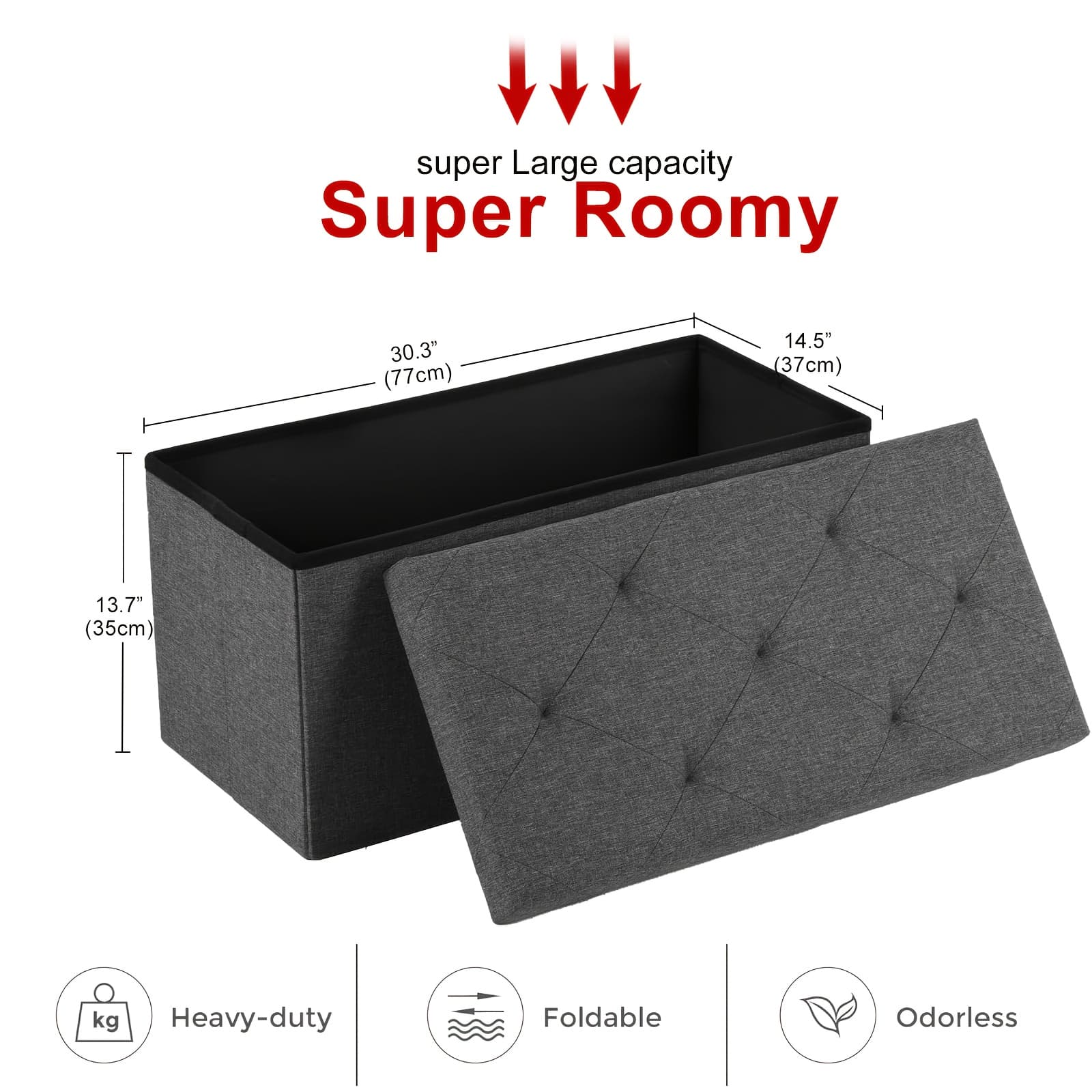 TEMU Storage Ottoman Bench, Foldingottoman Stool, Ottoman With Storage, Storagechest, End Of Bed Bench, Padded Seat, Storagebench With Seating For Bedroom, Living Room, Thoughtful Gift