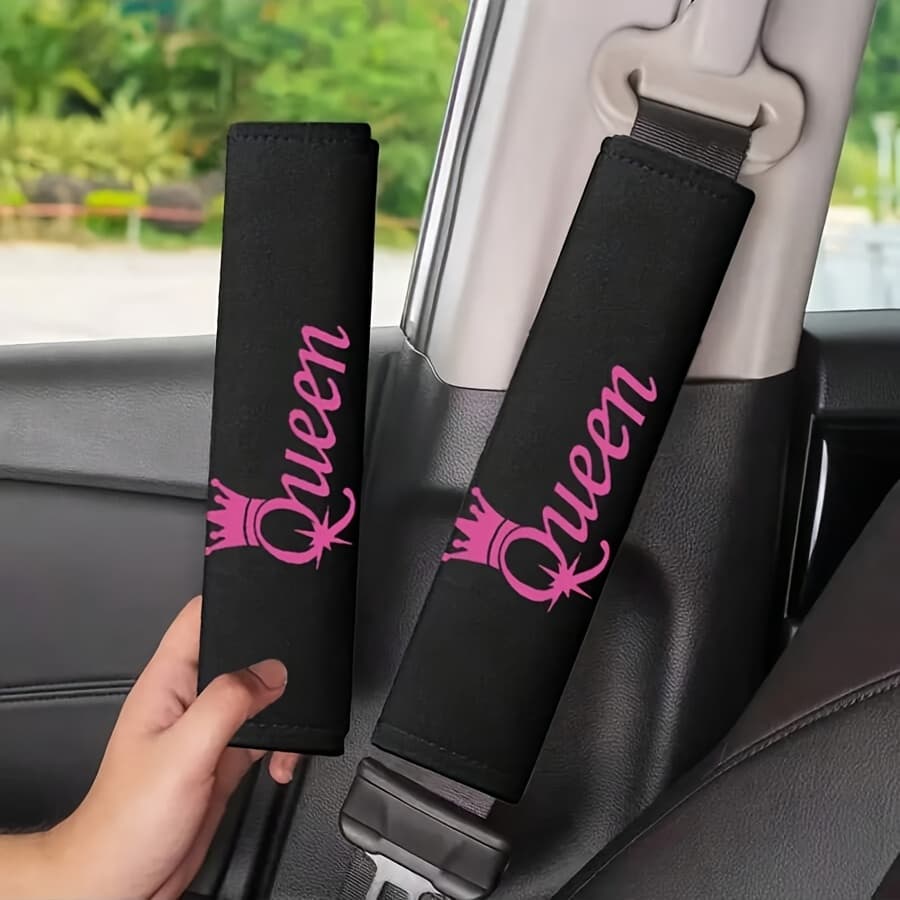 TEMU 1/2pcs Seat Belt Shoulder Pad - Comfortable And Durable , Suitable For Driver And , Adjustable Safety Belt, Fashionable Car Accessory, Elegant Thickened Design, Gift For Women