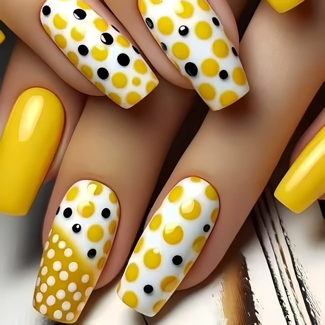 TEMU 24pcs/set Nail Art Yellow White -on Nails Lemon Yellow Nail Stickers Detachable Medium Length Nails Glossy Medium Length Ballet Nails Nail Art Decorations