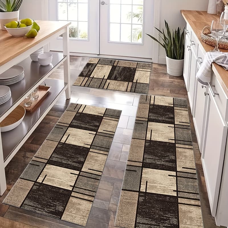 TEMU A Set Of 3 Washable Bohemian-style Rugs For Kitchen, Hallway, Living Room And Laundry. Includes A Non-slip Runner, Printed Rug, Vintage European Rug, And Persian-style Nordic Mat