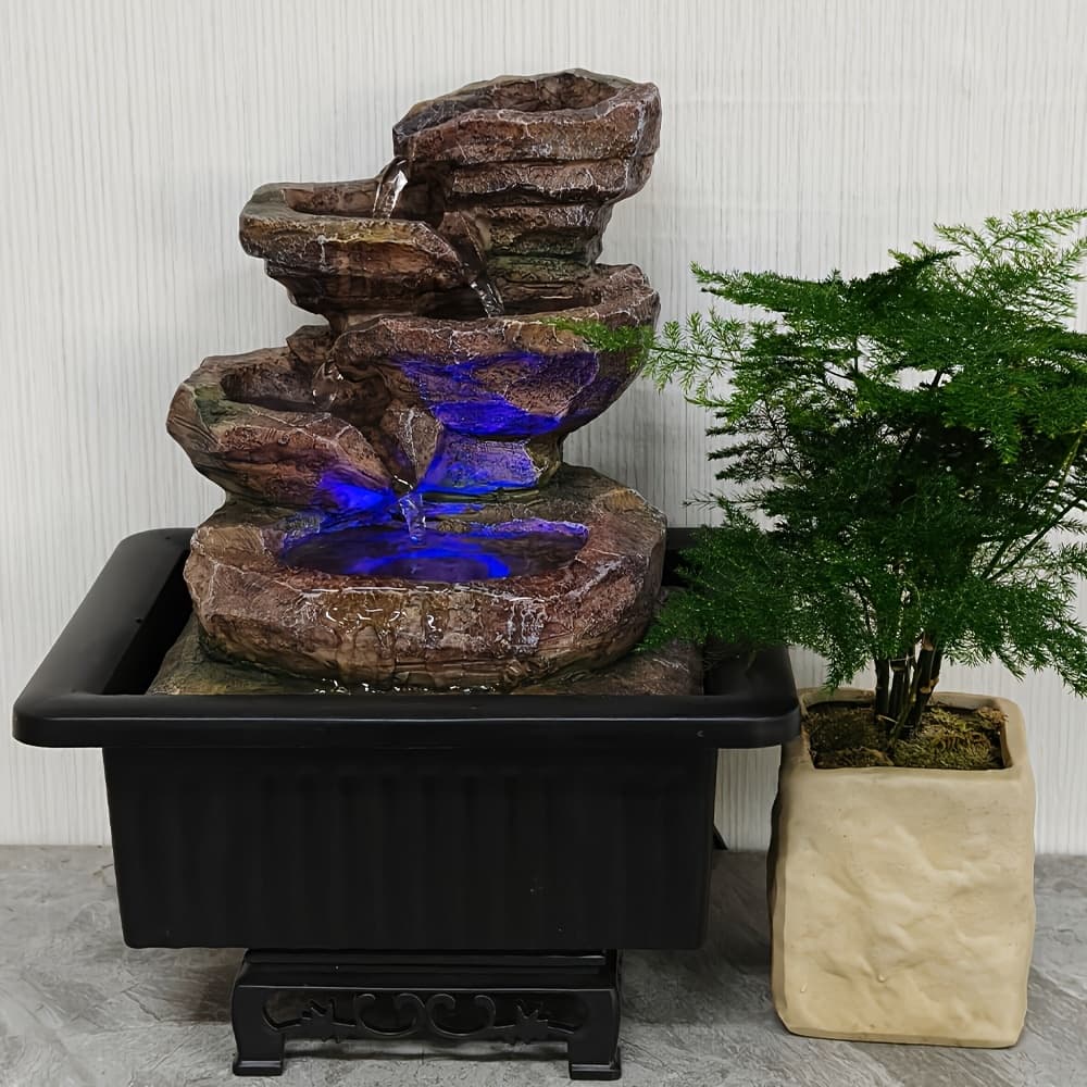 TEMU 1pc- Staggered Rock Desktop Fountain, Usb-powered, Ideal For Home And Office Decor, Realistic Rock Design, Indoor/outdoor Use, New Year's, Easter, Day Gifts