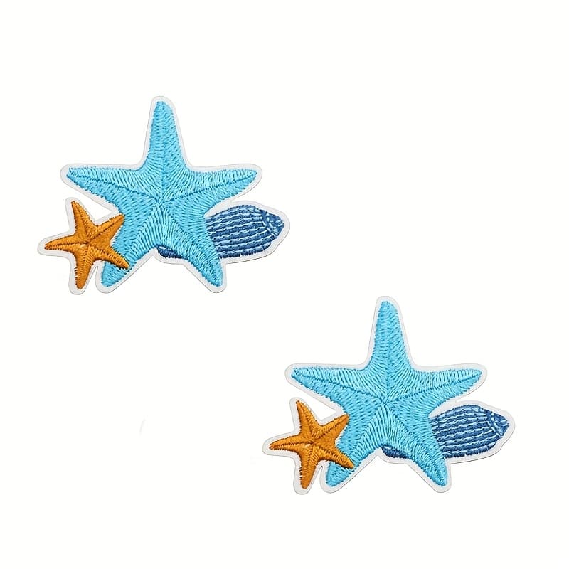 TEMU 2pcs Starfish Patch, Iron-on/sew-on For , Embroidered Patch For Jackets, T-shirts, Bags