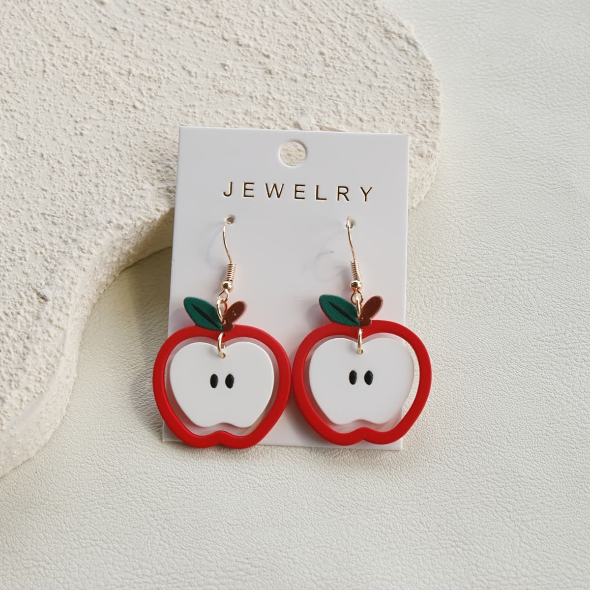 TEMU 1 Pair Of Elegant -shaped Dangle Earrings For Women - Red Acrylic With Green Leaf, , Graduation, Campus Celebrations, And Everyday Wear, Festive Jewelry | Vintage Earring Design | Dangle Earring