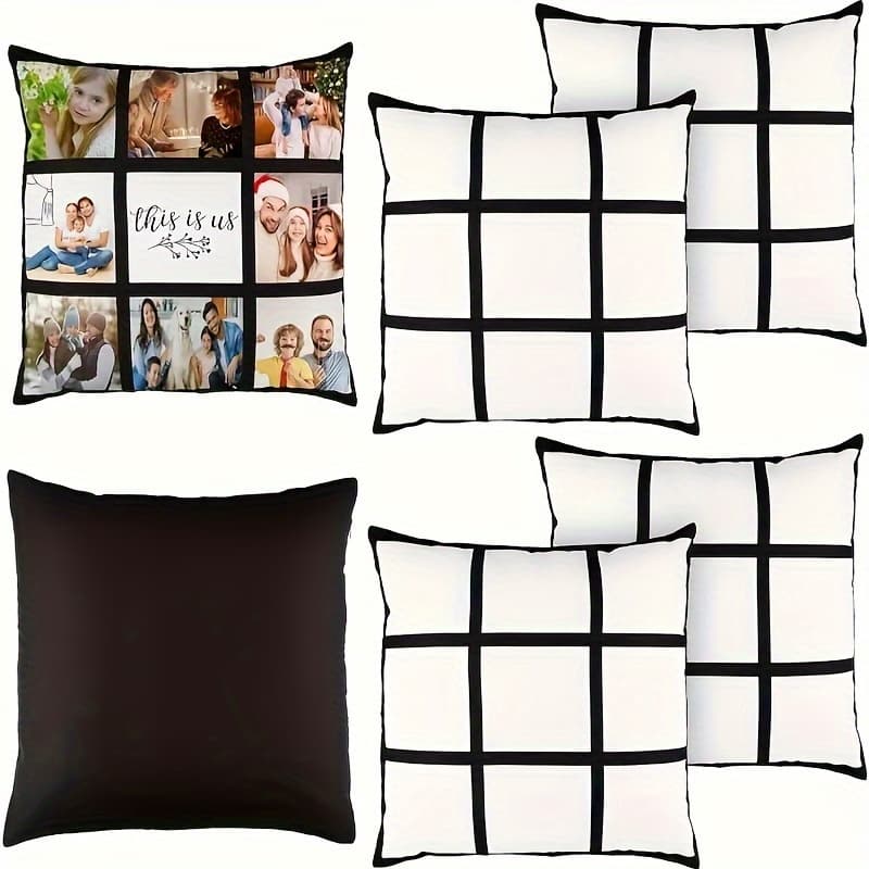 TEMU 6/12pcs Sublimation Blank Panel Pillowcase 16inch X 16inch Polyester Cushion Photo Panel Throw Pillowcase For Printing Sofa Couch No Pillow Insert