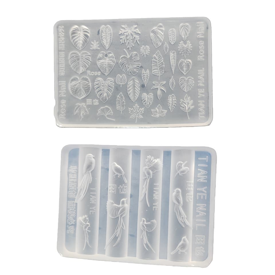TEMU 2pcs Resin Silicone Mold Leaf High Nail Art Silicone Mold High-quality Handmade Nail Art Mold Tool, Resin Liquid Mold