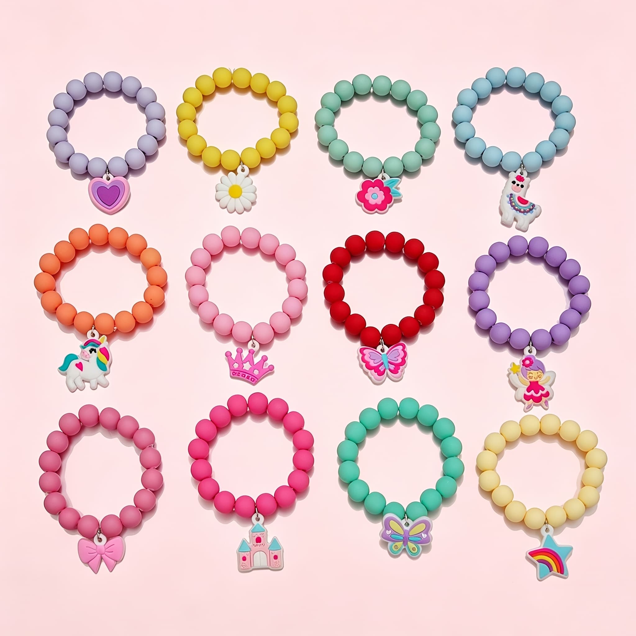 TEMU 12pcs Unicorn Stretch Bracelet Set For Girls Kids, Cute Friendship Jewelry For Festival, Creative Birthday Gift For Daughter Granddaughter