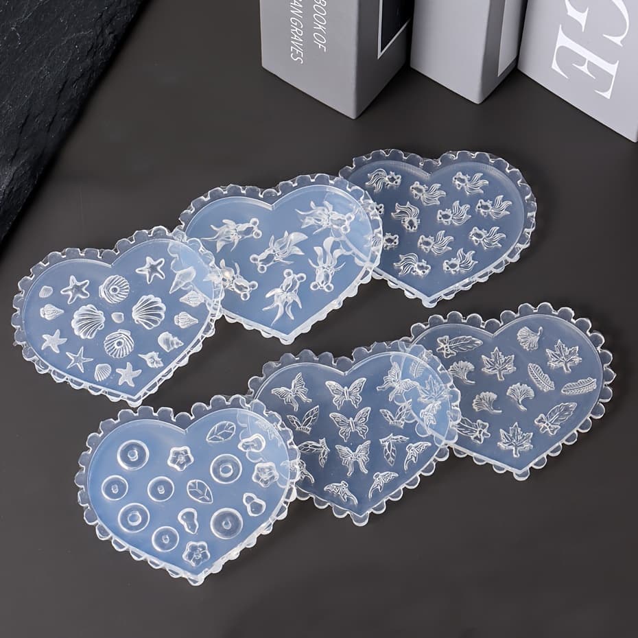 TEMU Set Of 6 Summer-themed Molds Featuring Starfish, Conch, And Adorable For Nail Art. Silicone Carving Molds Are Perfect For Nail Additions And Polymer Clay Earrings And Jewelry