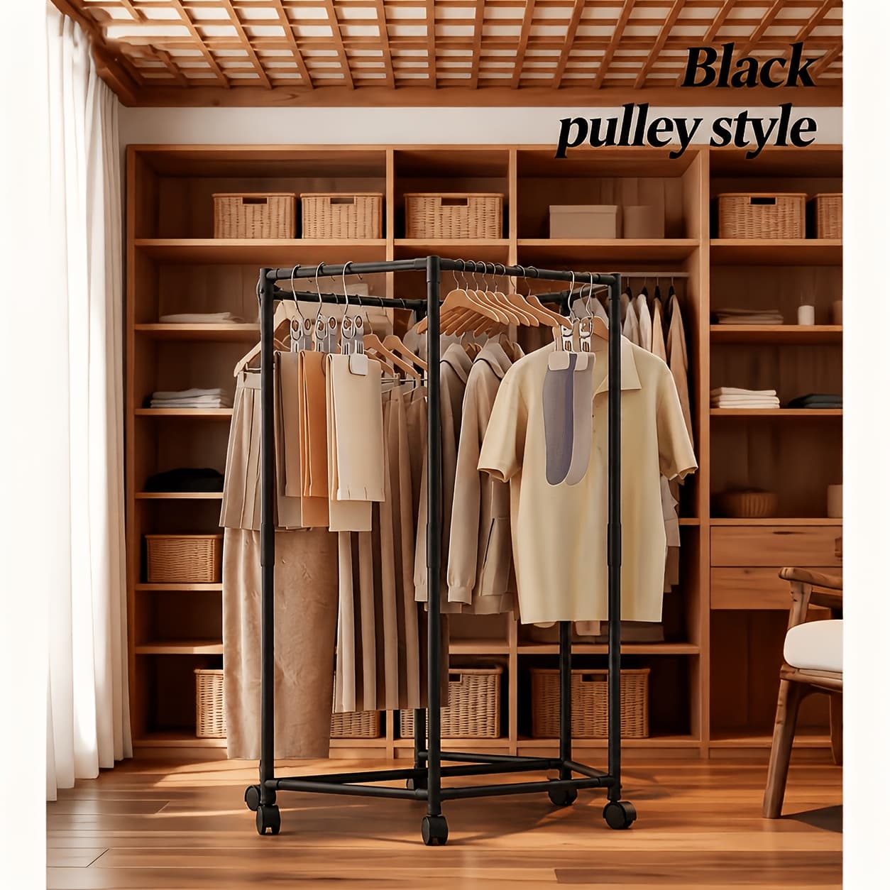 TEMU 360° Rotating Round Clothing Rack With Wheels Thickened Metal Garment Drying Storage Rack For Balcony, Outdoor Use, Ideal Display Rack For Clothing Stores, Drying Racks