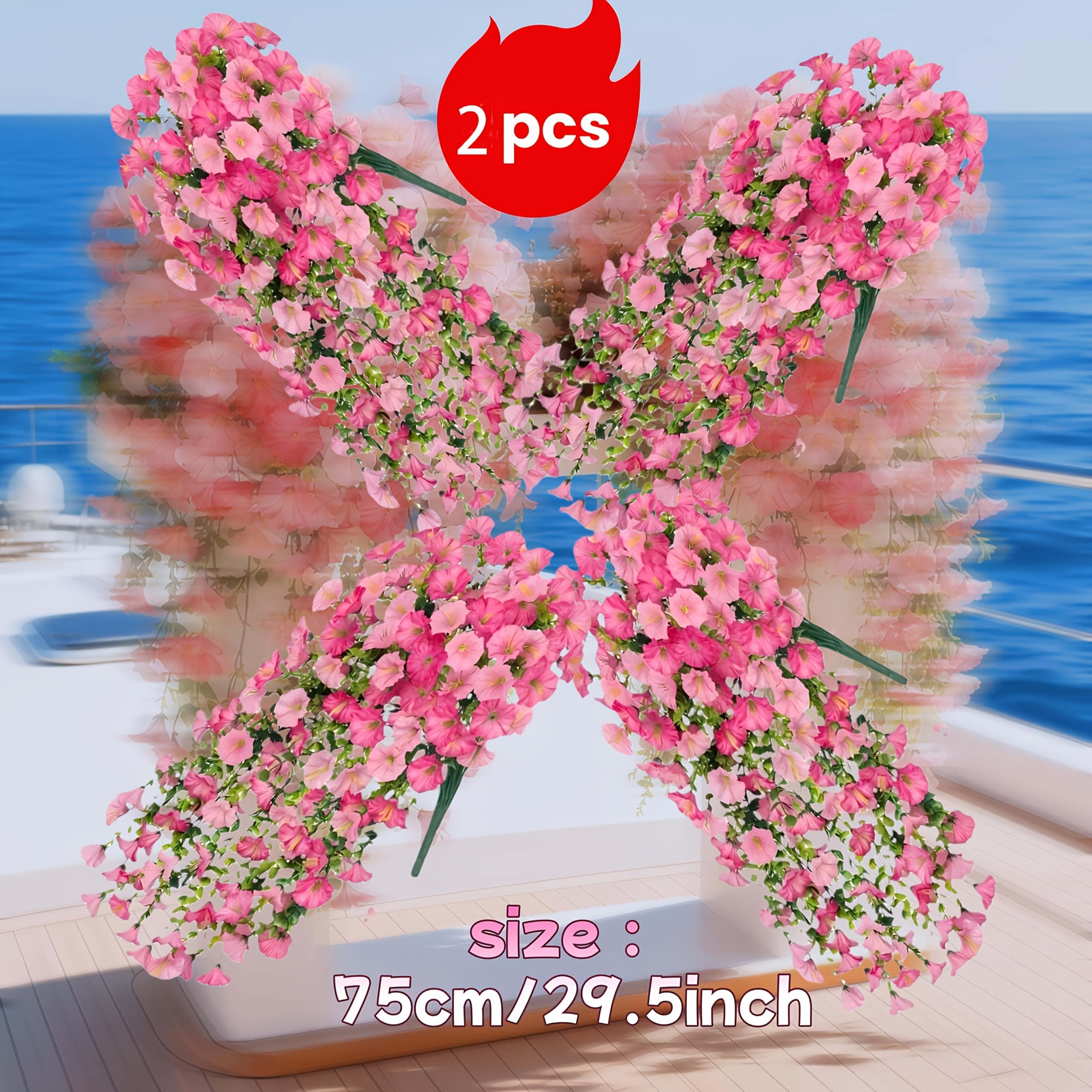 TEMU A Two-piece Collection Of Premium, Vibrant Artificial Flowers For Spring - Uv-protected Faux Greenery Suitable For Outdoor Decor