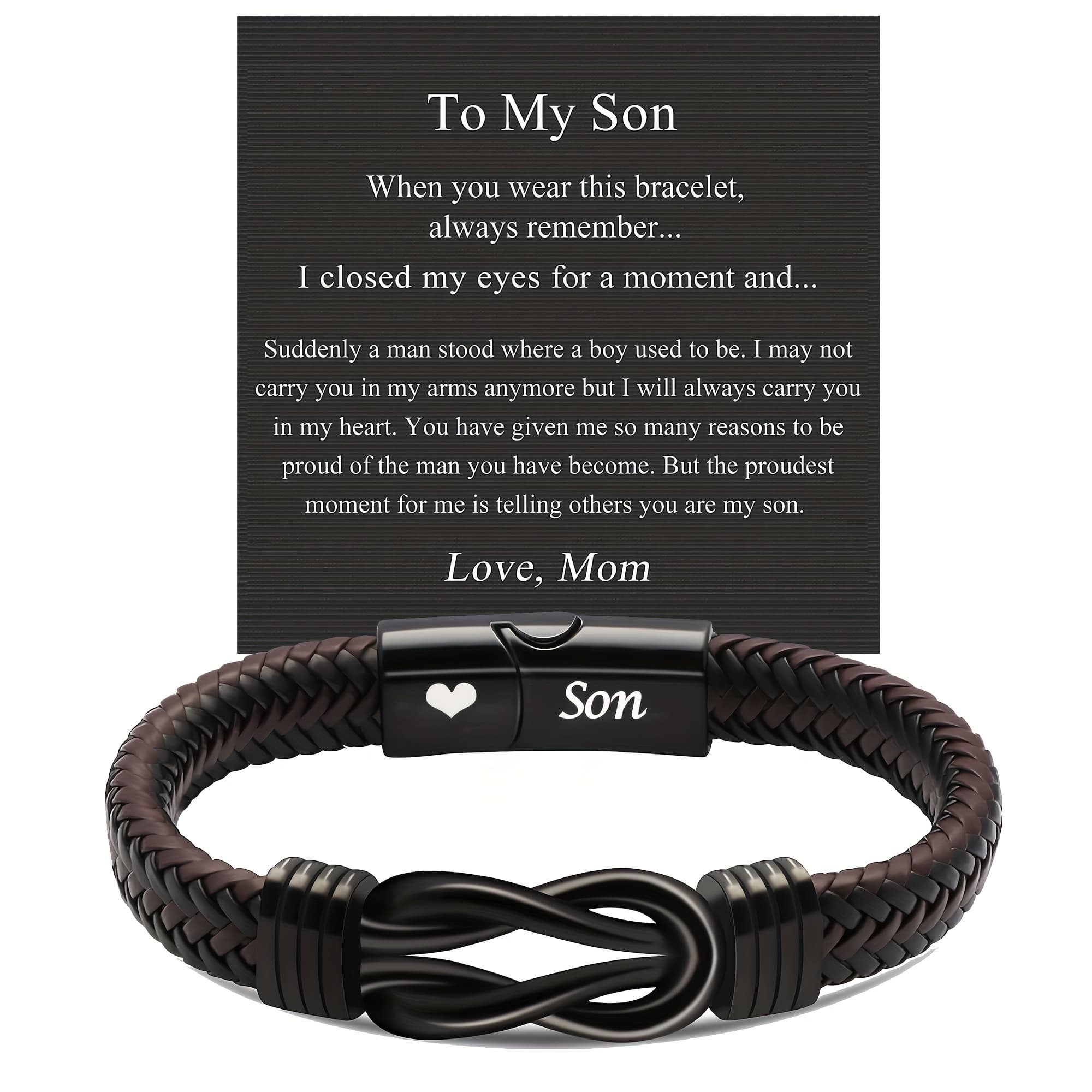 TEMU 1pc Knotted Bangle Bangle Bracelet For Son From Mom, Valentine's Day Gift/birthday Gifts For Son, I Love You Gifts For Son, Father's Day Gifts For Son